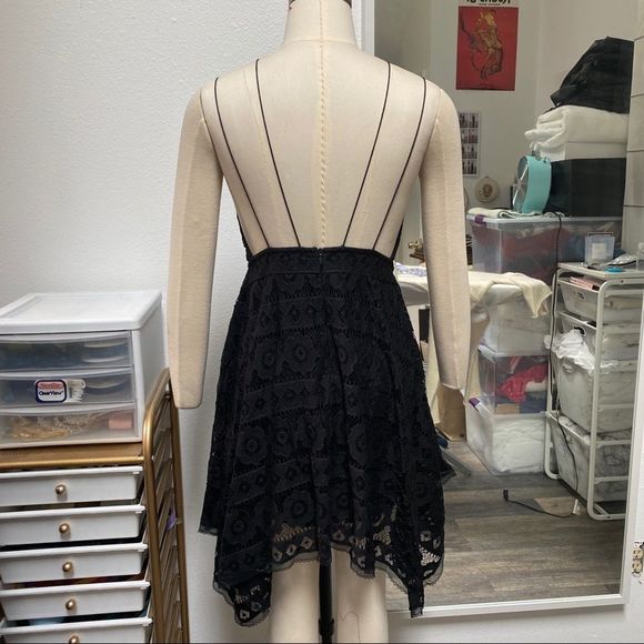 Free People Strappy Black Lace Mini Dress - Picture 5 of 7